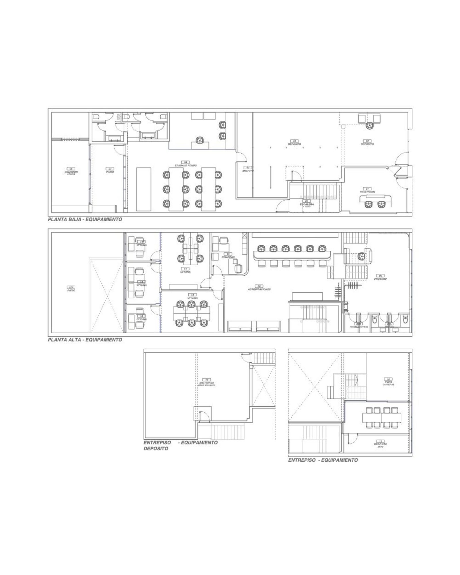 Planos arquitectónicos de edificio comercial — proyecto Oficinas CDC, por cromo., en Belgrano
